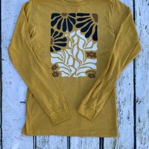 RETRO FLOWERS MUSTARD LONG SLEEVE TEE